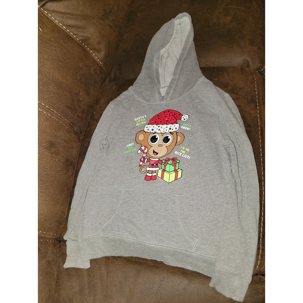 Justice Christmas holiday monkey sweatshirt hoodie sise 8‎